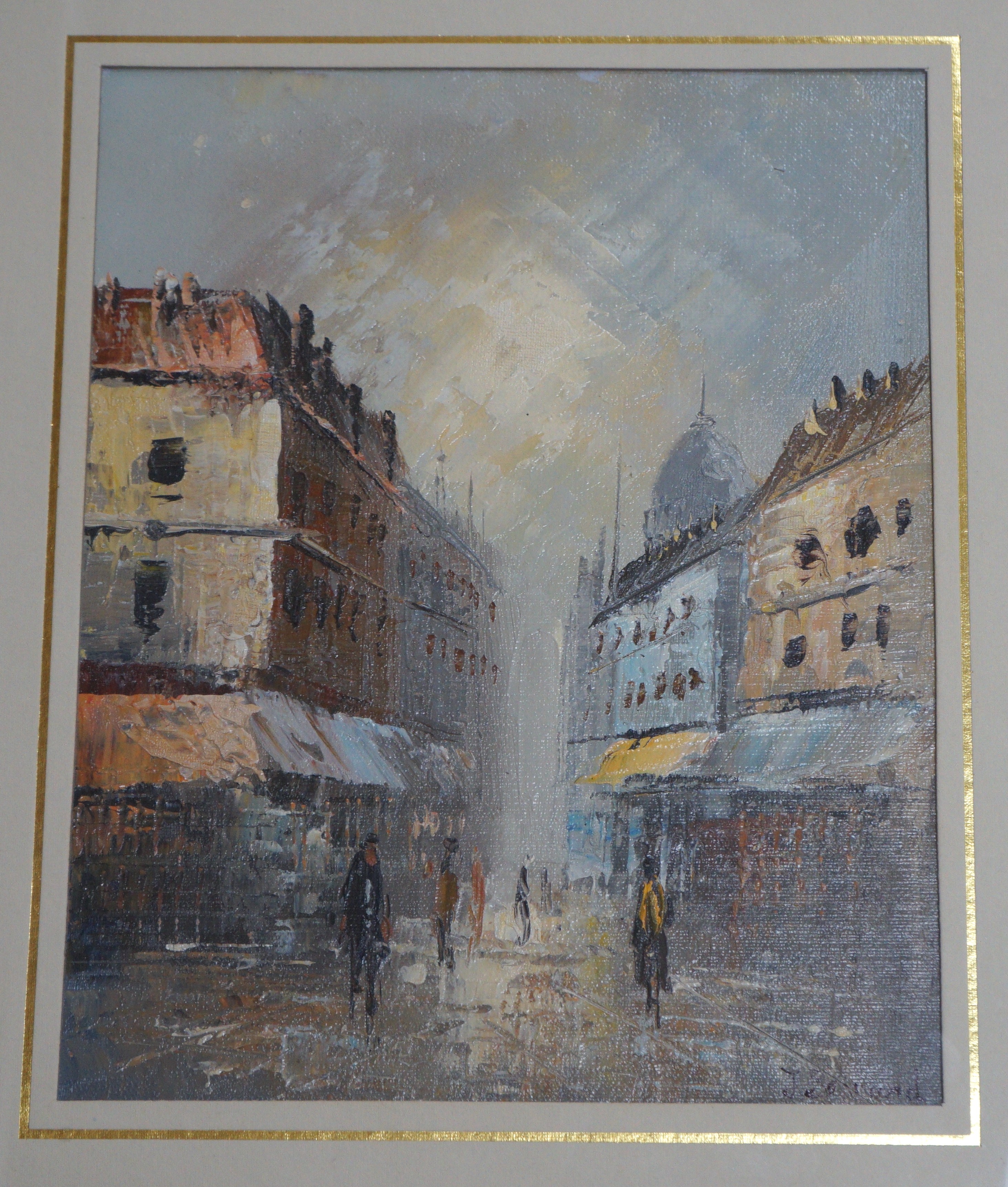 F. Bernard, pair of oils on board, Paris street scenes, signed, 25 x 20cm